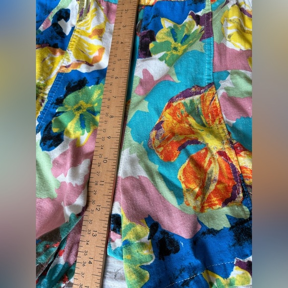 Hester & Orchard linen blend floral shorts size large pull on vacation summer - Picture 4 of 8
